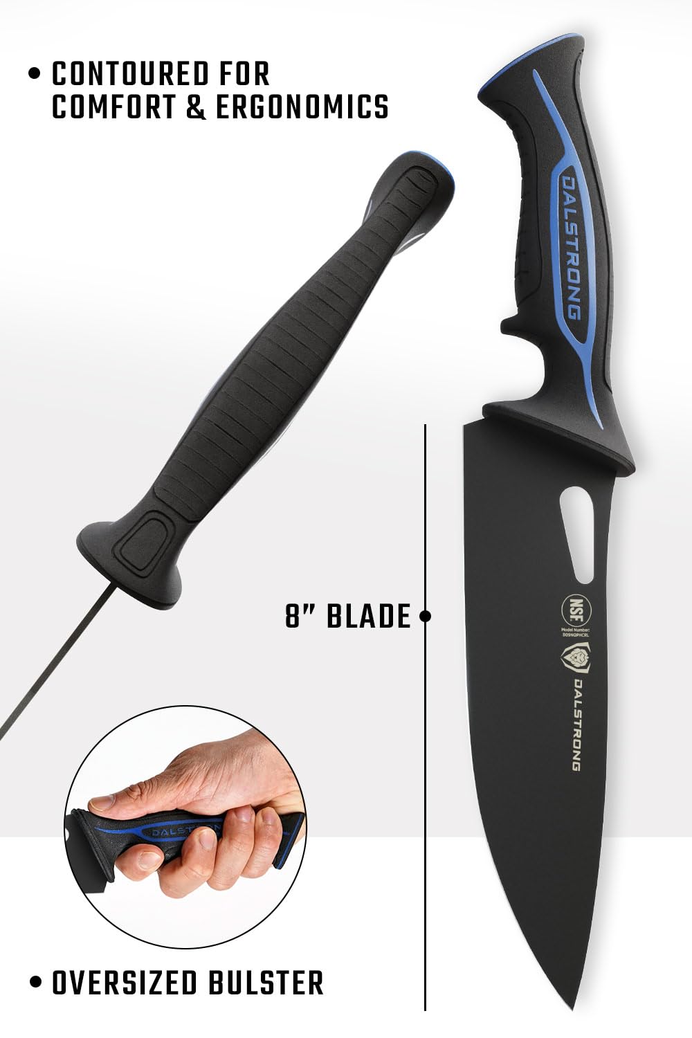 Dalstrong 8" Chef Knife — TiN-Coated 7CR17MOV Steel — For Outdoor Cooking, Camp Kitchens & Field Prep — Waterproof Polypropylene Handle, Corrosion-Resistant, Night Shark, customer support