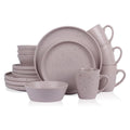 Stone Lain Jade Stoneware 16 Piece Dinnerware Set, Home Kitchen Dish Set with Dinner Plates, Salad Plates, Bowls, & Mugs - Service for 4, Taupe