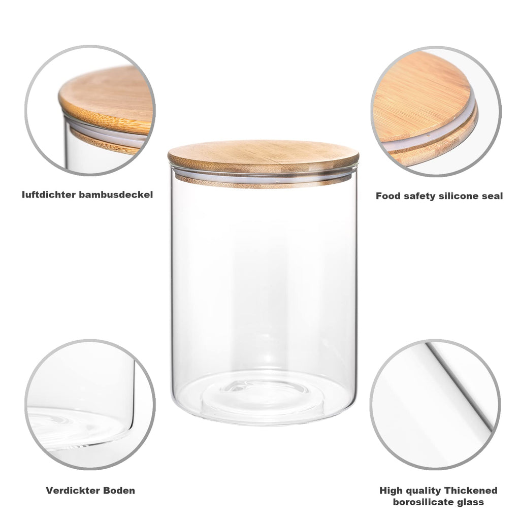 YUNCANG Glass Storage Jars,2 PACK -108oz/3200ml Clear Glass Food Storage Containers with Airtight Bamboo Lid Stackable Kitchen Canisters for Candy,Cookie,Rice,Sugar,Flour,Pasta,Nuts and Spice Jars