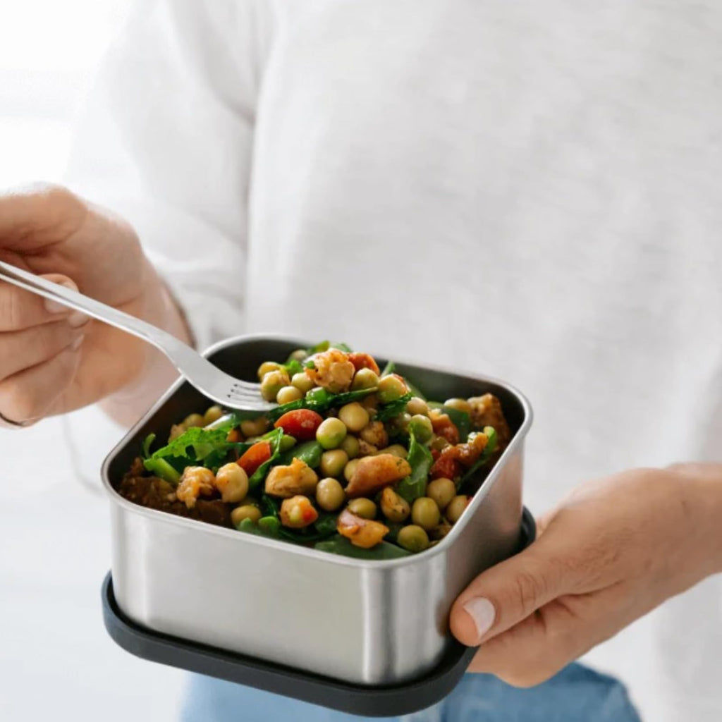 Flexibento - Leak proof Stainless Steel Lunch Box Containers, Sandwich and Snack Containers with Silicone Lids Metal Lunch Box, Bento Box, Set of Five, Vanilla, 1*25 OZ+ 2*13 OZ + 2 *2 OZ