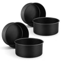 LIANYU 6 inch Cake Pans for Baking, Round Cake Pan Set of 4, Nonstick Stainless Steel Baking Tin Bakeware for Birthday Wedding Party, Non Toxic Coating, 3 Inch Deep, Black