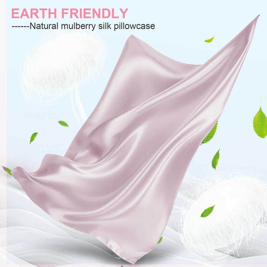 LYSHIN Silk Pillow Cases 2 Pack King Size with Zipper, Lavender
