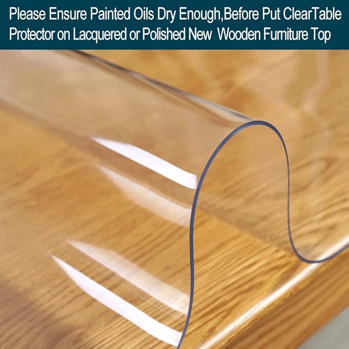 Wadrac Multisize Small PVC Clear Table Cover Top Protector-12x58 inch Water Resistant Anti Scratch Plastic Cloths Rectangular Vinyl Non-Slip Desk Pad for Children Painting Corner Table/Writing Desk