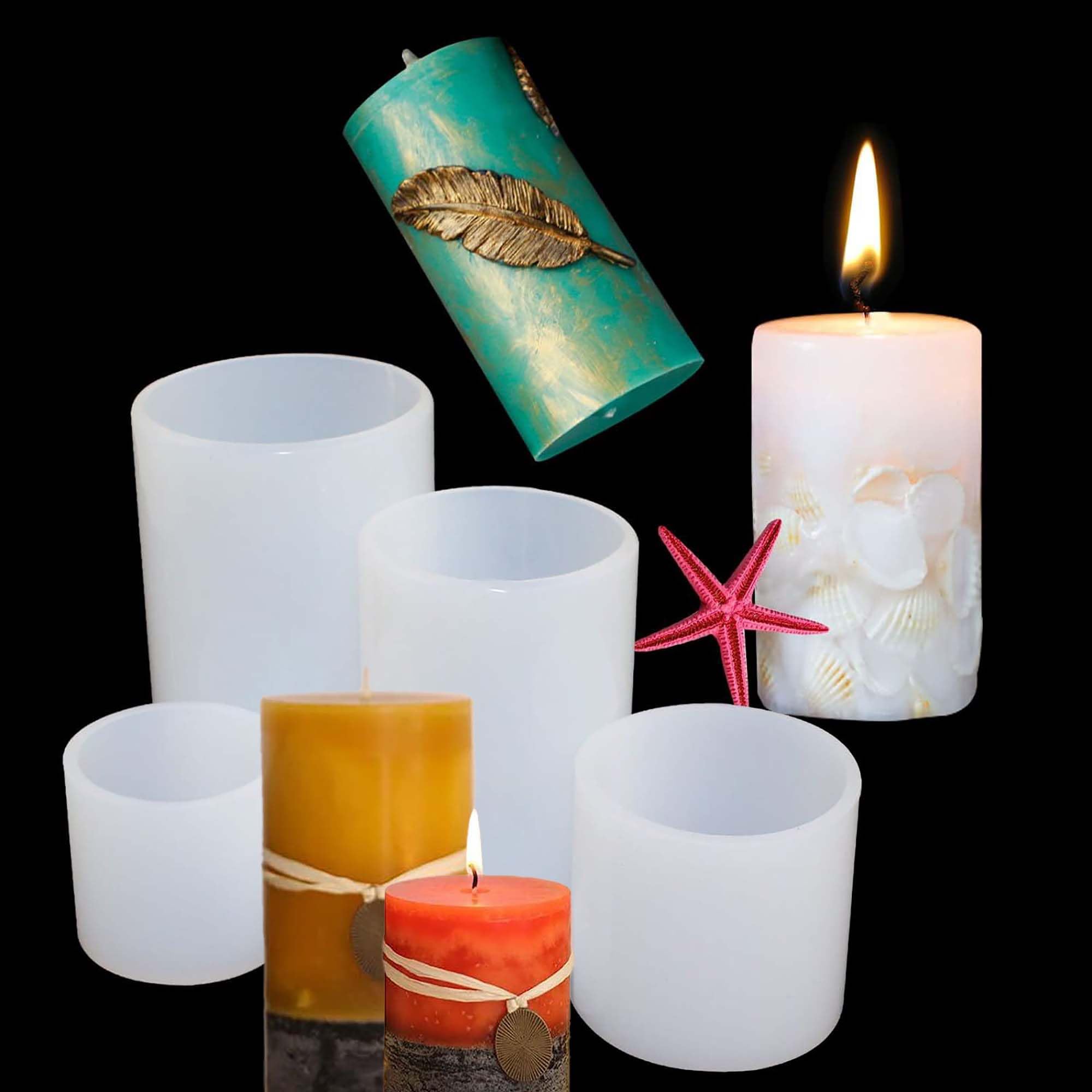 4 Pack Round Candle Resin & Chocolate Silicone Mold - 3D Cylinder & Handmade Candle & Soap Mold