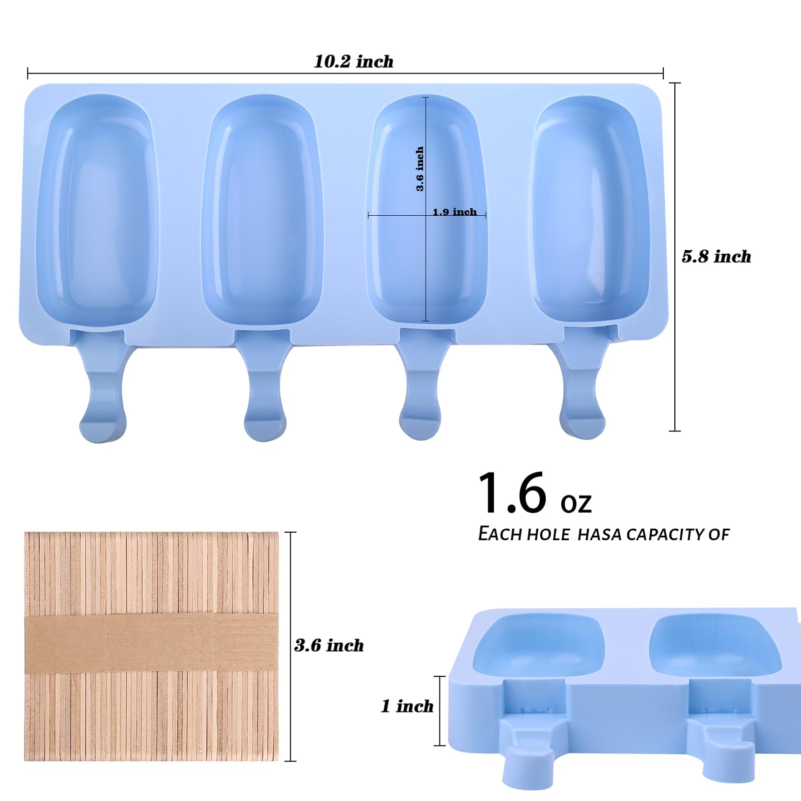 WMKGG Popsicle Silicone Molds Set, 2 PCS Ice Cream Cakesicles Molds