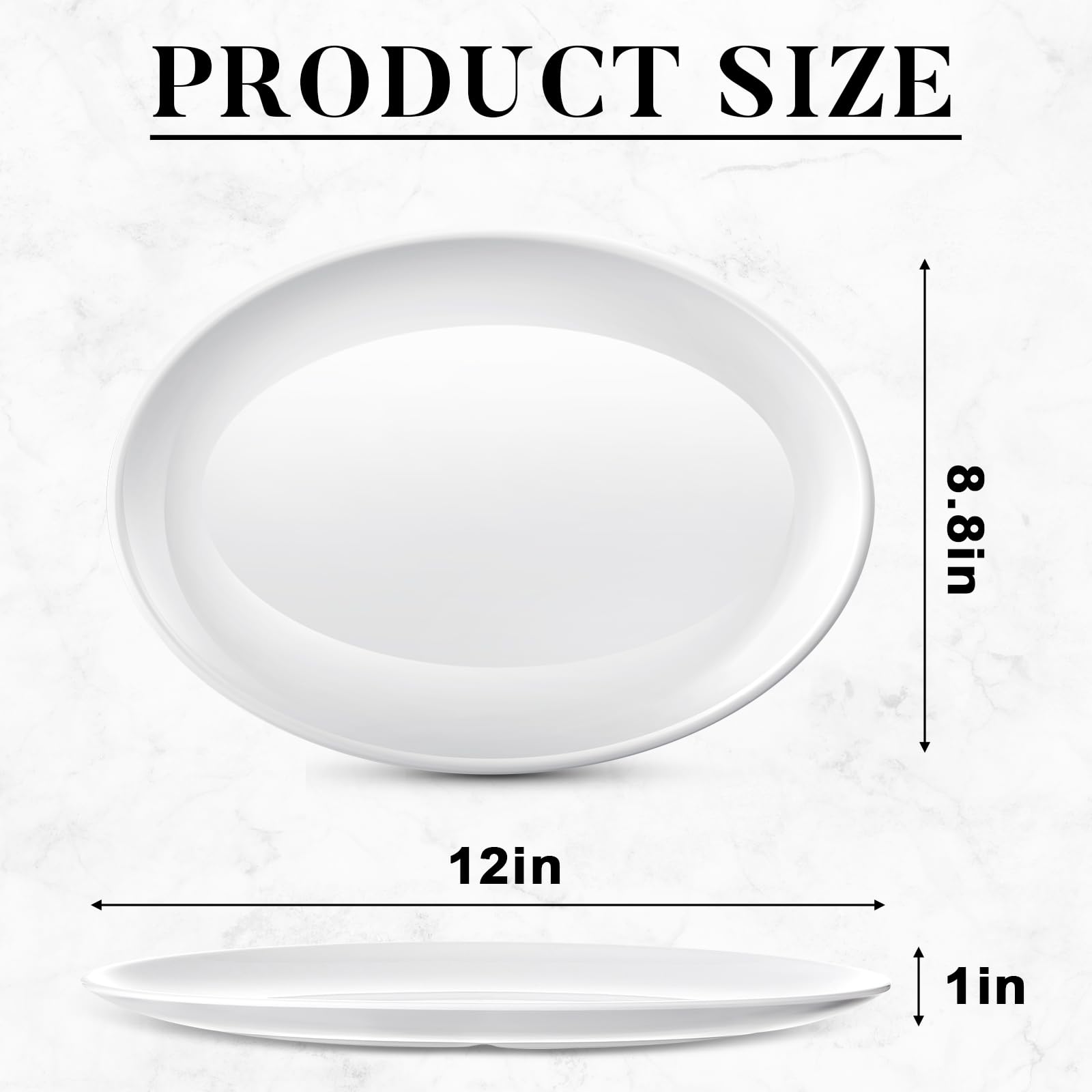 Dandat 12 Pcs Large Serving Platters Oval Trays White Plates Serving Dish for Wedding Party Restaurant Home Steak, Taco, Sushi, Appetizer, Cake (12 Inch)