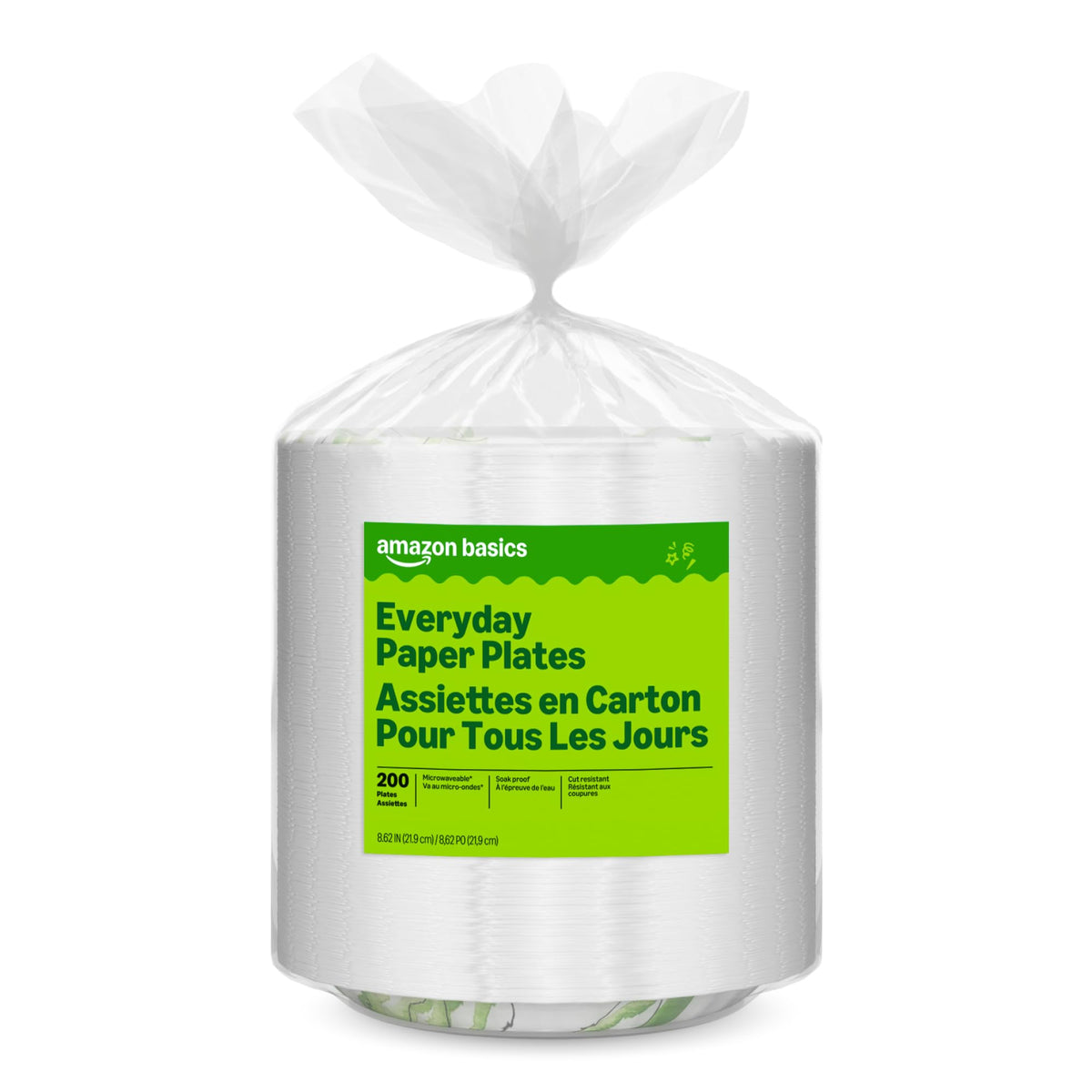 Everyday Disposable Paper Plates, 8.62 Inch, Microwave-Safe, Cut Resistant, Soak-Proof, 100 Count, Packaging May Vary