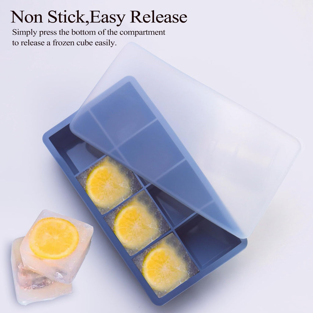 1/2 Cup Silicone Freezer Tray With Lid - Silicone Freezer Molds 4-Pack For meal prep & freezing of various sauces and other dishes, makes 32 perfect 1/2 cup portions cube (Blue 4 Pack)