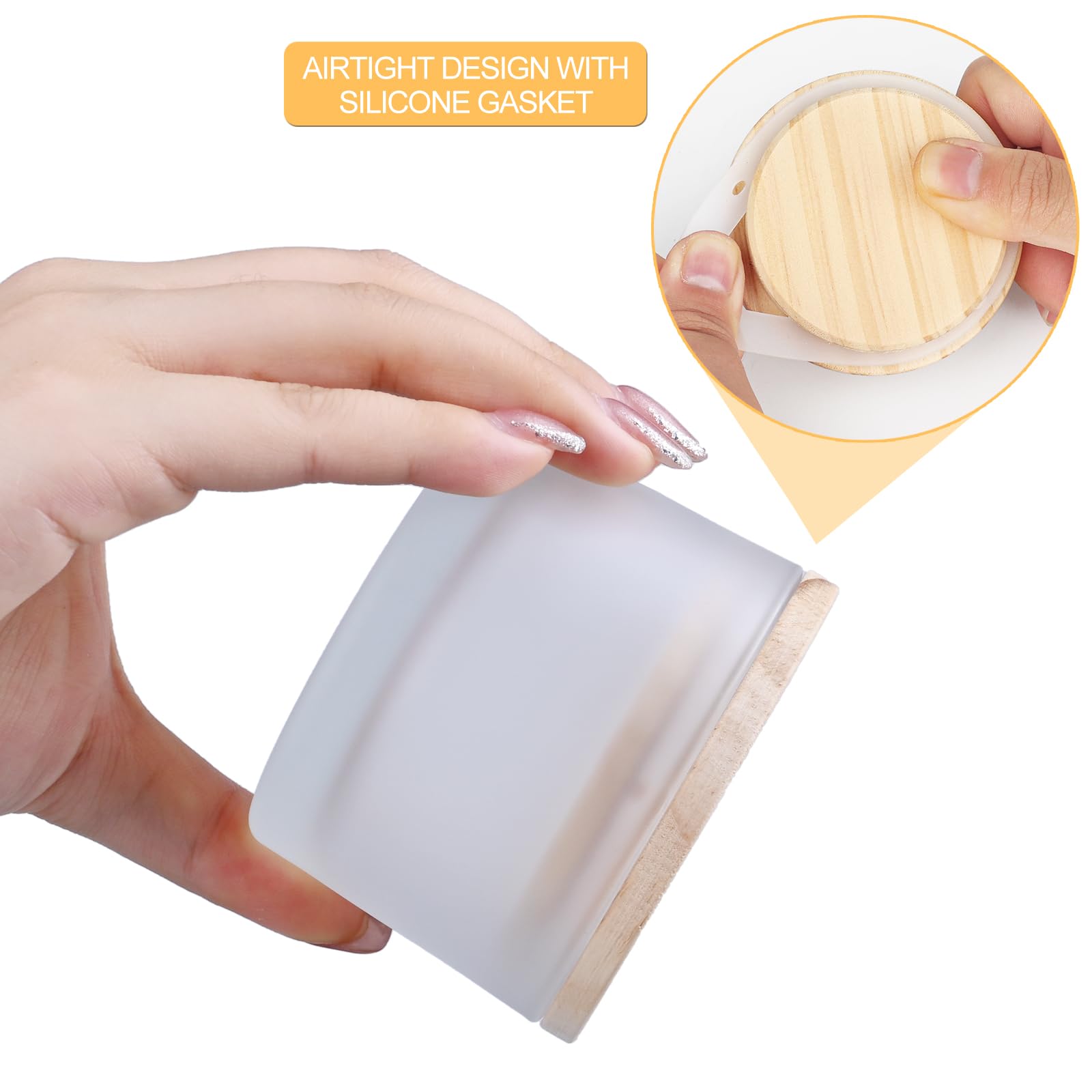 SHOWIN Thick Candle Jars for Making Candles 16 Pcs, 4 OZ Empty Jars with Wood Lids for Candle Making, Sample Container - Dishwasher Safe,Frosted White