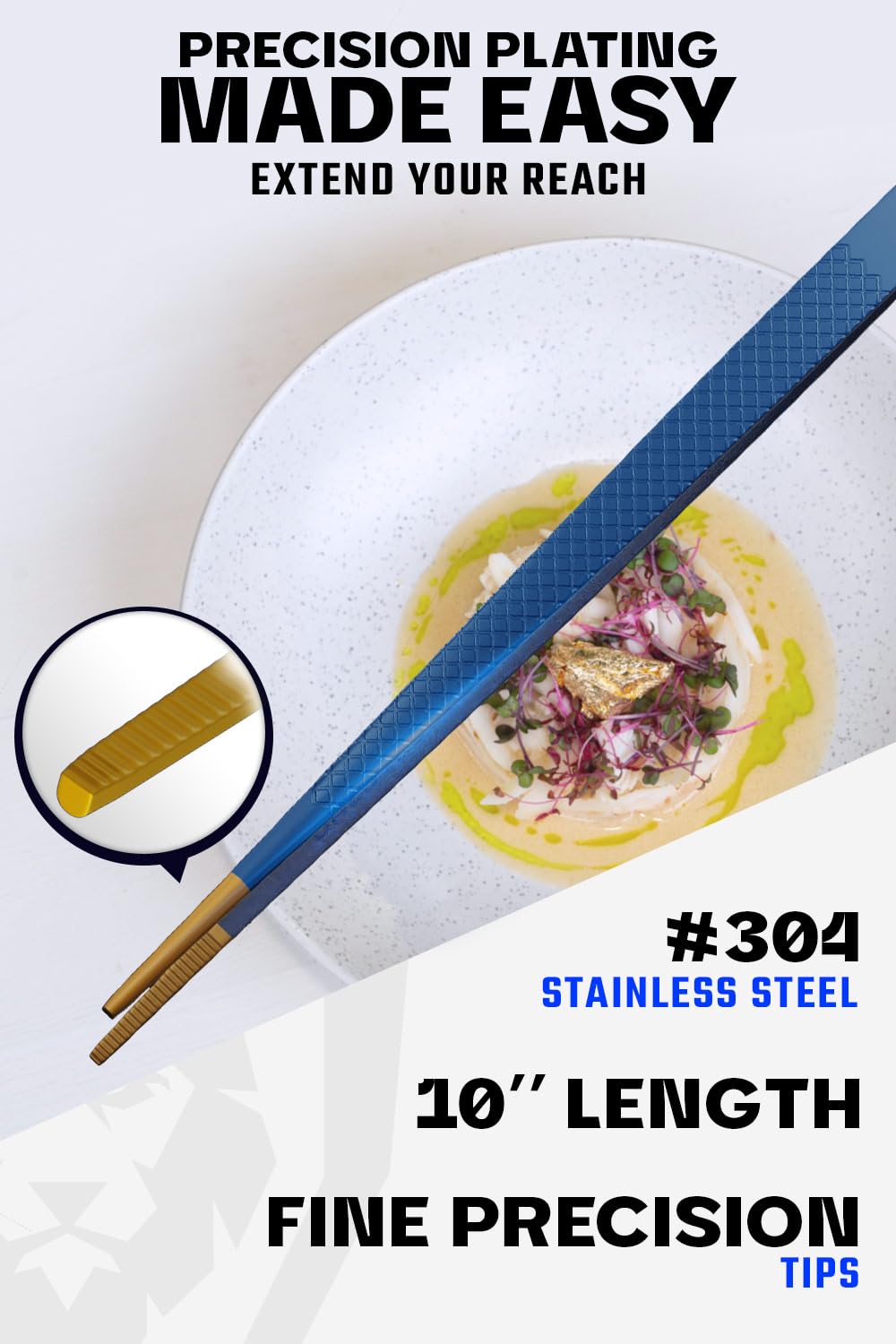 DALSTRONG Chef Tweezers Professional Kitchen Tongs-10" high-precision Tweezer Tongs for Cooking - Stainless Steel Blue w/vTitanium Coating-BBQ, Plating, Multi-use