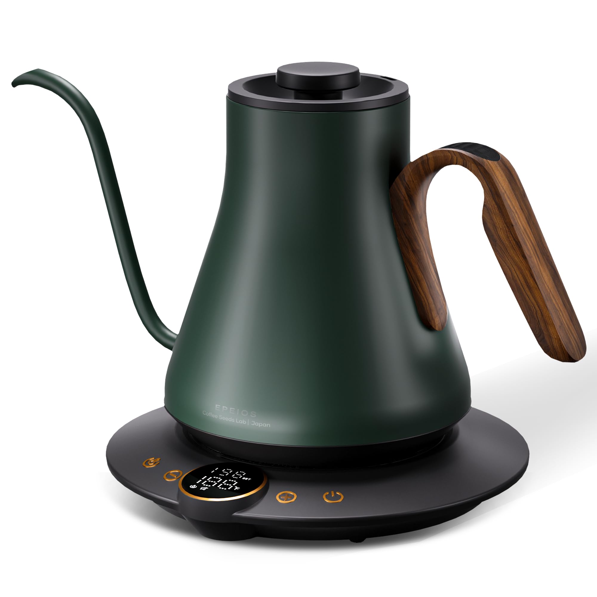 Cocinare Gooseneck Electric Kettle, ±1°F Precise Temperature Control, 1500W Fast Heating, Pour Over Coffee & Tea Kettle with Brew Timer & Keep Warm, Stainless Steel, 0.9L (Delacroix Green)