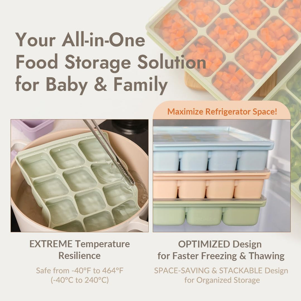 PETINUBE Baby Food Storage Silicone Cubes, Ocean Blue, 12 Cubes 1.5oz