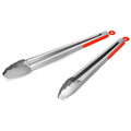304 Stainless Steel Kitchen Cooking Tongs, 14 & 16 Inch, Set of 2, Red