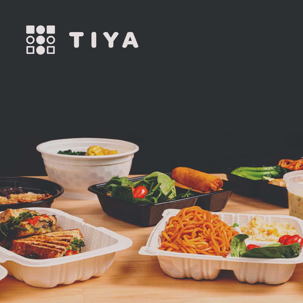 TIYA Food Containers - 58 oz Bulk 150 Pack with Lids - Rectangular Plastic To-Go Containers - Reusable, Microwavable, Dishwasher Safe - Leak-Proof for Meal Prep - BPA-Free