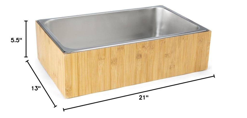 Displays2go 21" x 6.5" Ice Housing Tray, Bamboo