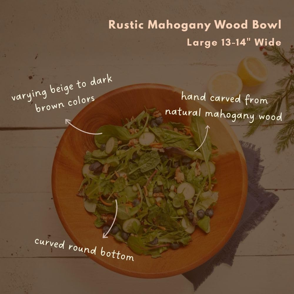 Rustic Wood Bowls for Serving Salads (Large (13-14"))