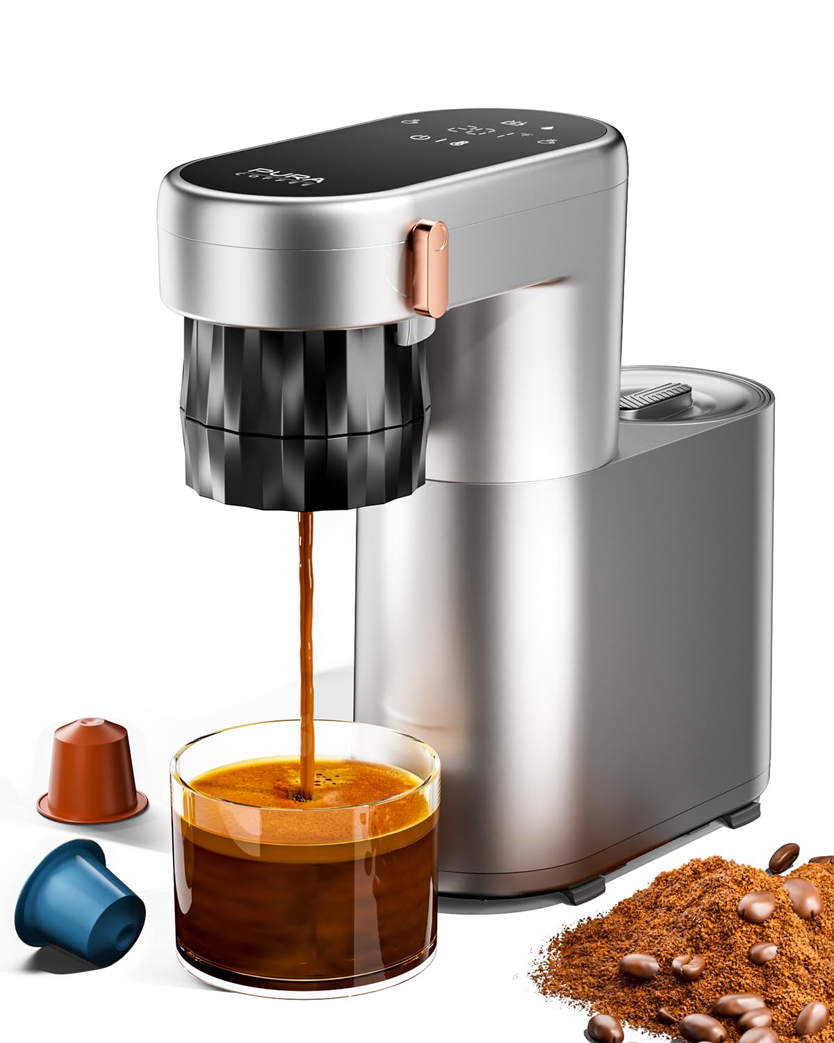 C1 Pro Compact Mini Espresso Machine with NS Capsule & Ground Coffee, Rechargeable Portable Espresso Maker, Electric Small Espresso Machine for Travel RV Car Camping Hiking Office Home with Rich Crema