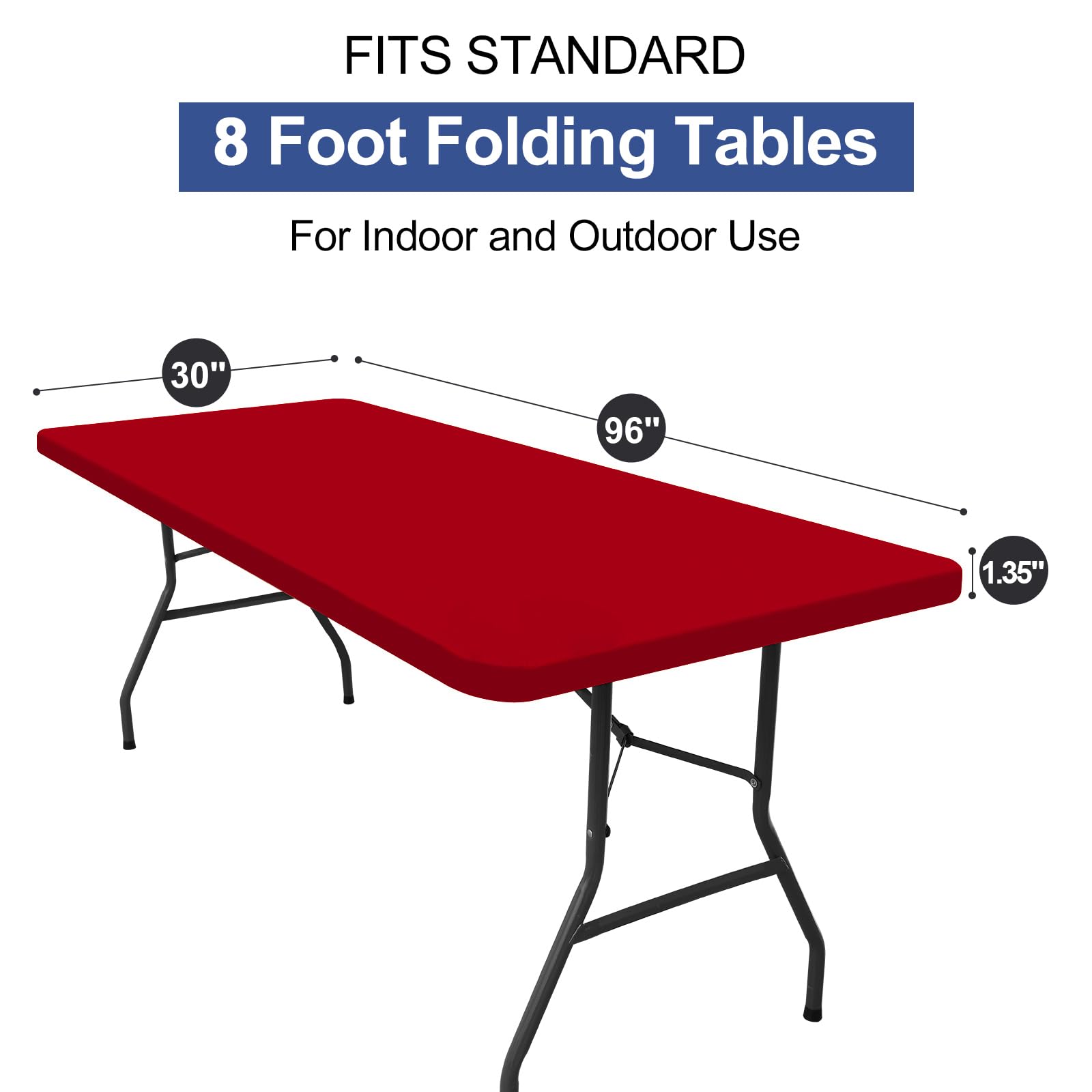 homing Rectangle Table Cloth Cover 8 Foot Red Elastic Fitted Tablecloth