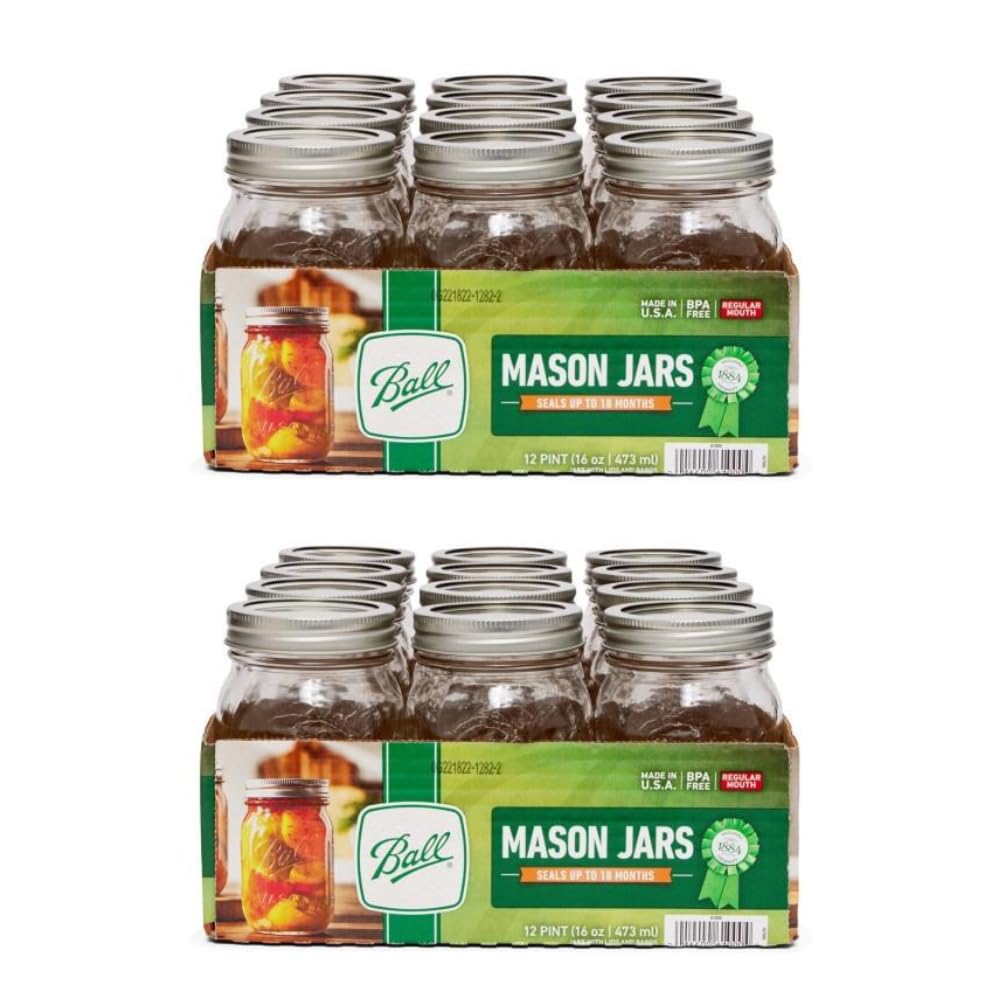 Ball Regular Mouth Glass Mason Jars with Lids and Bands, Used for Canning (Half Pint, 8 Ounce (Pack of 6))