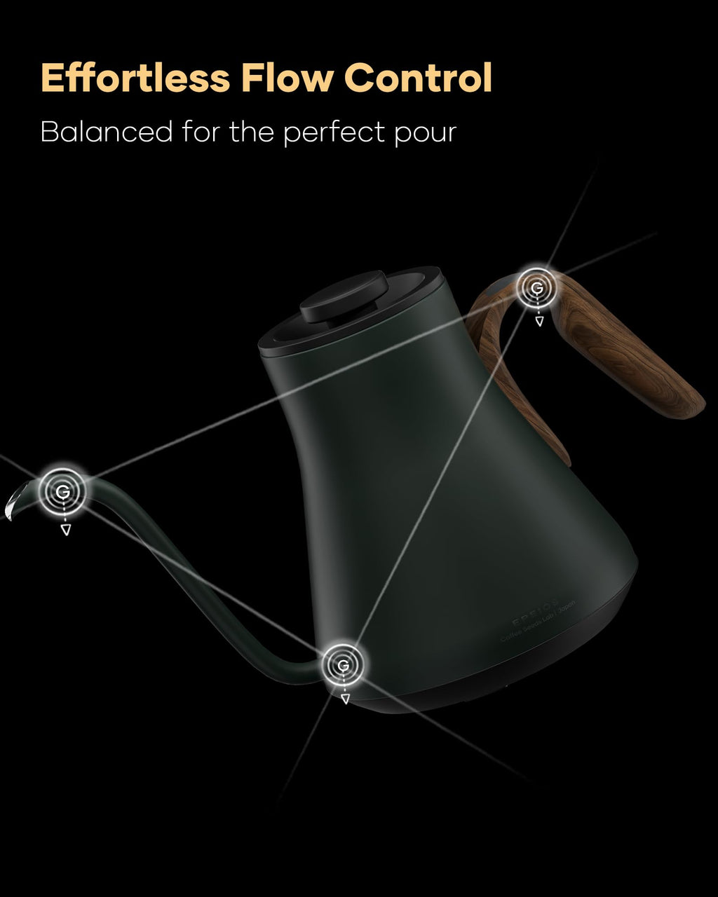 Cocinare Gooseneck Electric Kettle, ±1°F Precise Temperature Control, 1500W Fast Heating, Pour Over Coffee & Tea Kettle with Brew Timer & Keep Warm, Stainless Steel, 0.9L (Delacroix Green)