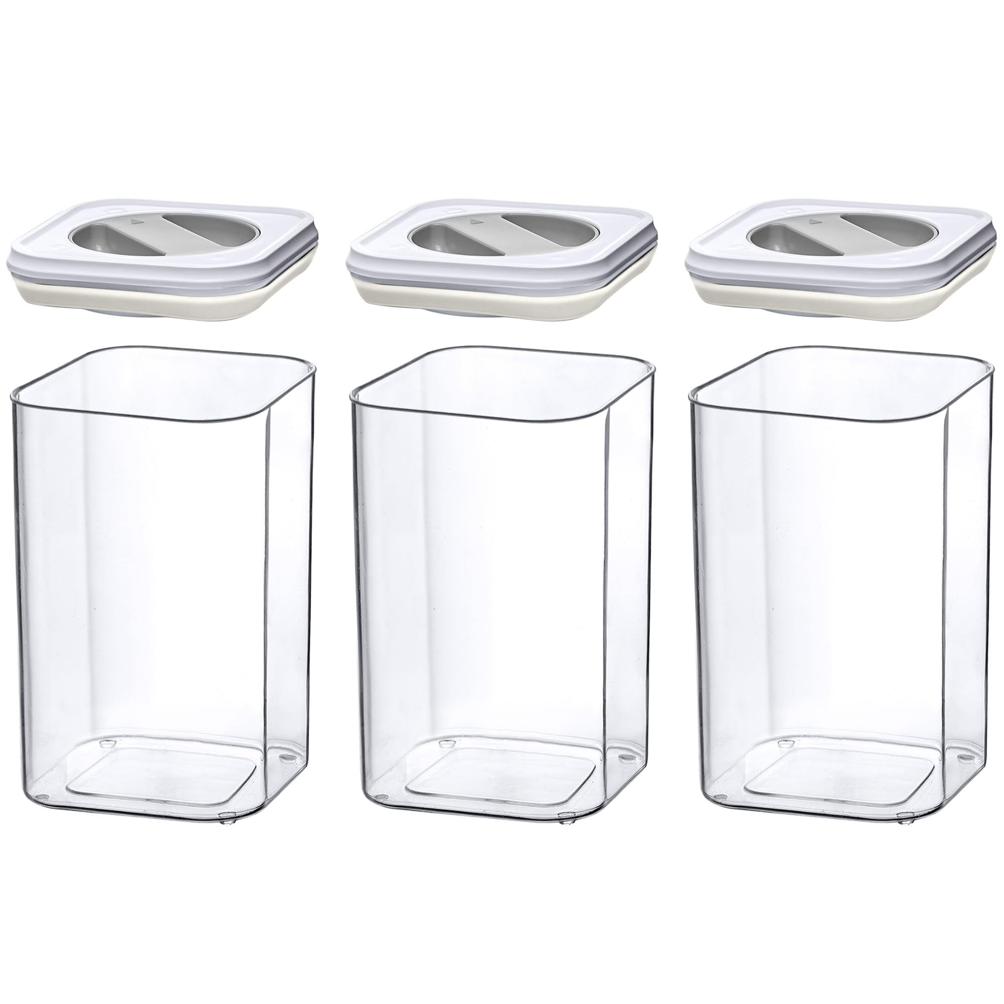 Amazing Abby - Carol - 96-Ounce Acrylic Canister (Set of 3), Plastic Airtight Food Container, Stackable for Pantry Storage, BPA-Free and Shatter-Proof, Perfect for Home and Commercial Use