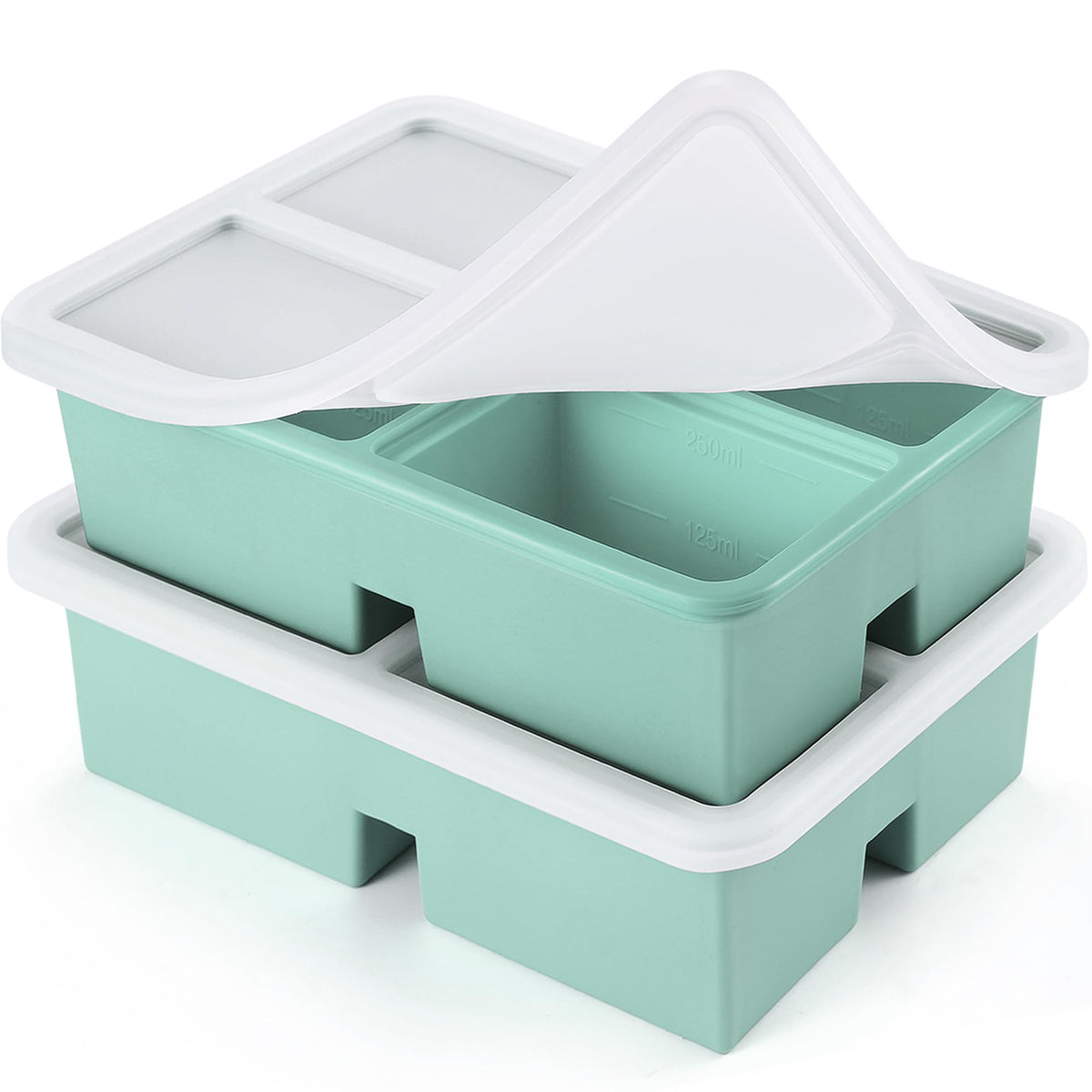 BIONMAPLE 2 PACK 1 Cup Silicone Freezer Trays With Lid For Freeze & Store Soup, Broth, Leftovers, Microwave-safe Soup Freezer Container - Purple