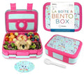 kinsho Bento Lunch Box for Kids Toddlers Girls, 4 Portion Sections Secure Lid, Microwave Safe BPA Free Removable Tray, Pre-School Kid Daycare Lunches Snack Container Ages 3 to 5, Pink Koala