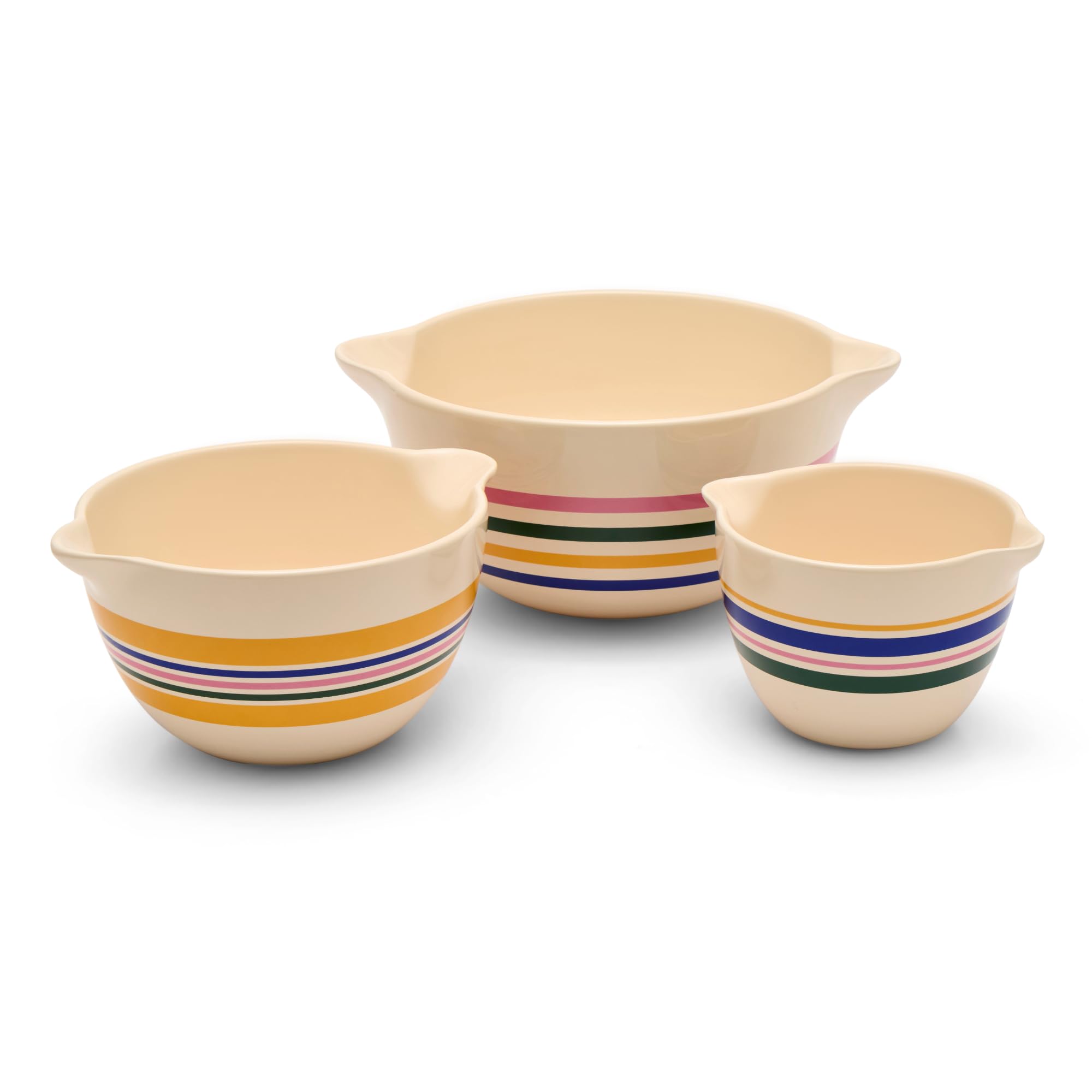 Great Jones 3-Piece Ceramic Mixing Bowl Set(6.8", 9.1", 12") (Striped)