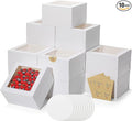 Small Cake Boxes 8 Inch with Window, 10 Set Bakery Boxes with Cake Boards & Stickers, Cupcake Box for Birthday, Party, Wedding, Mother's Day, Valentine's Day, Christmas（8x8x5 inch）