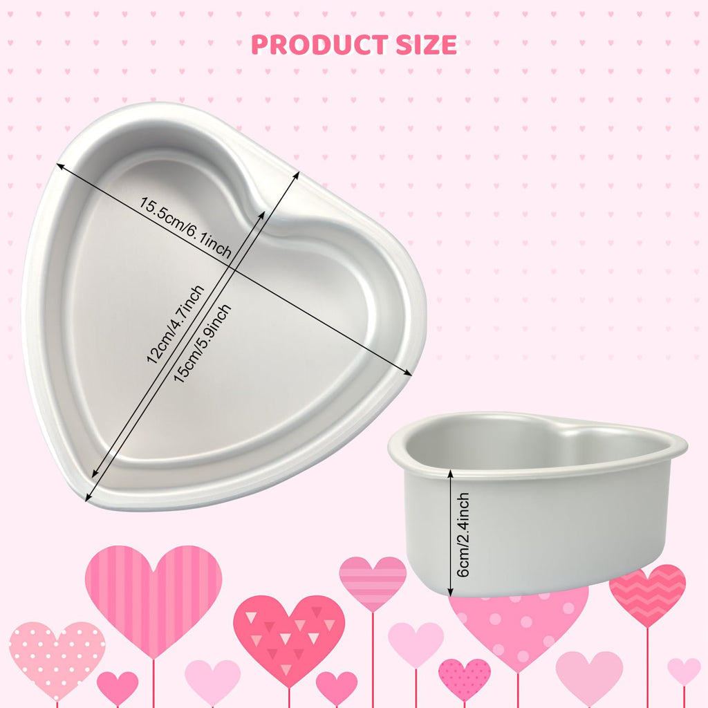 Gvhntk Heart Shaped Cake Pan 6 Inch Aluminum Cake Pans Heart Cake Tin Baking Cake Mold for Valentine's Weddings Birthday Party