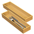 guiogc Bamboo Drawer Silverware Organizer 11.5" x 3.15" x 1.8" Set of 2