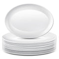 Dandat 12 Pcs Large Serving Platters Oval Trays White Plates Serving Dish for Wedding Party Restaurant Home Steak, Taco, Sushi, Appetizer, Cake (12 Inch)