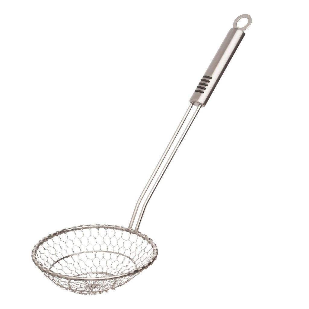 Helen's Asian Kitchen Spider Strainer, 5-Inch, All Stainless Steel Mesh Basket And Handle, For Noodles, Dumplings, Wontons, Deep Frying, And Draining Tasks