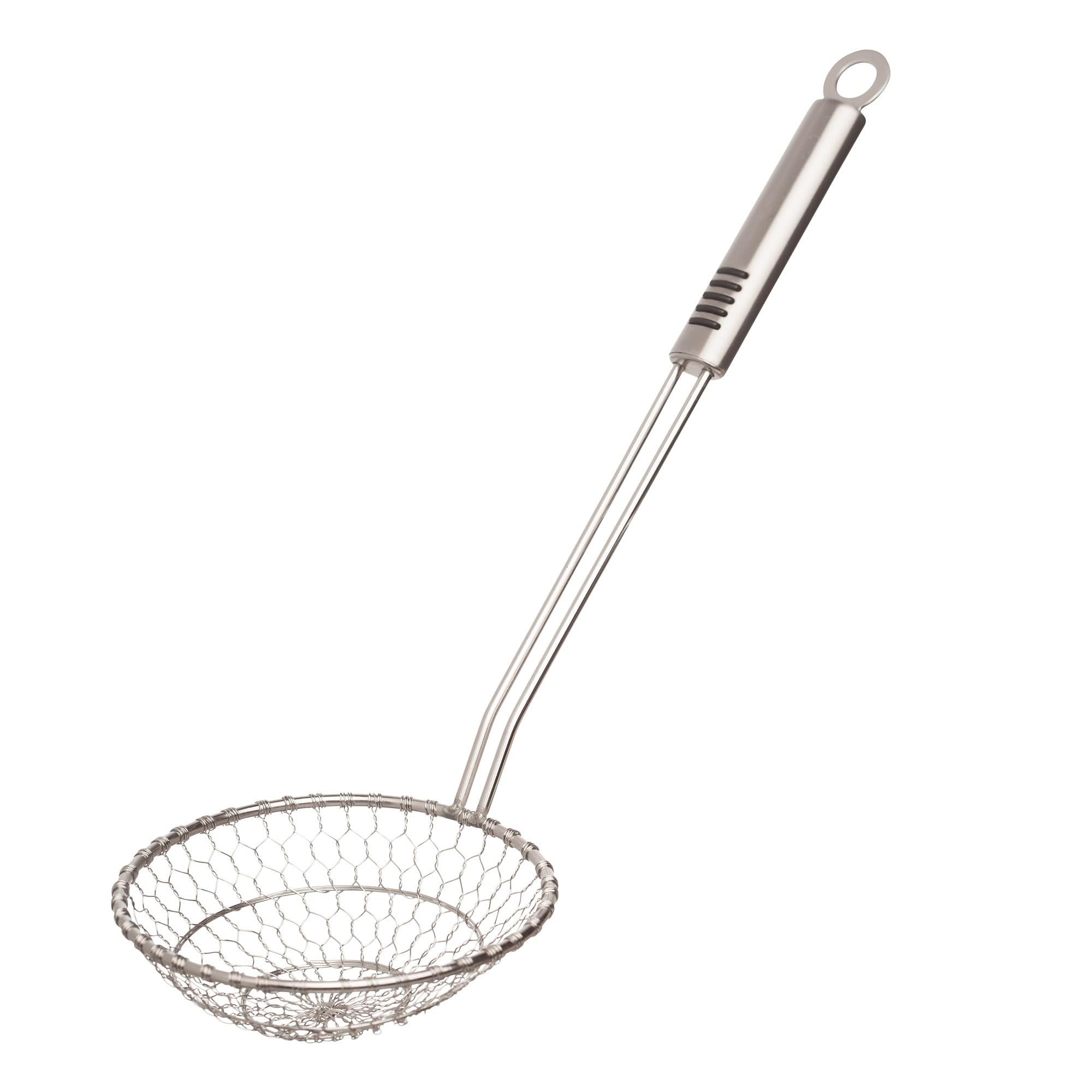 Helen's Asian Kitchen Spider Strainer, 5-Inch, All Stainless Steel Mesh Basket And Handle, For Noodles, Dumplings, Wontons, Deep Frying, And Draining Tasks