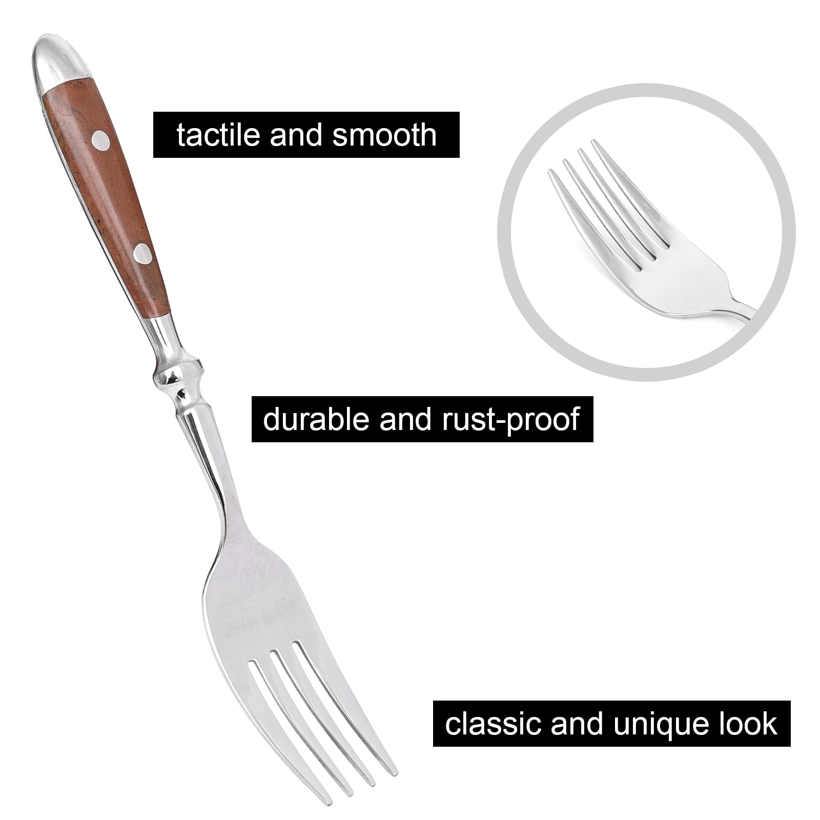 QUEARI 20-Piece Silverware Set Service for 4 with Two Rivets, Vintage Flatware Set, Stainless Steel Cutlery Set with Coffee-colored Bakelite Handle, Dishwasher Safe, Light Brown Color