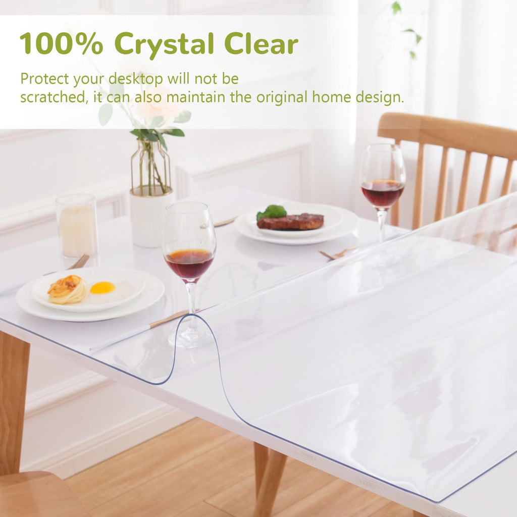 Eisdroma 30 x 48 Inch Clear Table Cover Protector, Clear Table Protector for Dining Room Table, 1.5mm Plastic Table Cover, Waterproof Table Pad for Kitchen, Office
