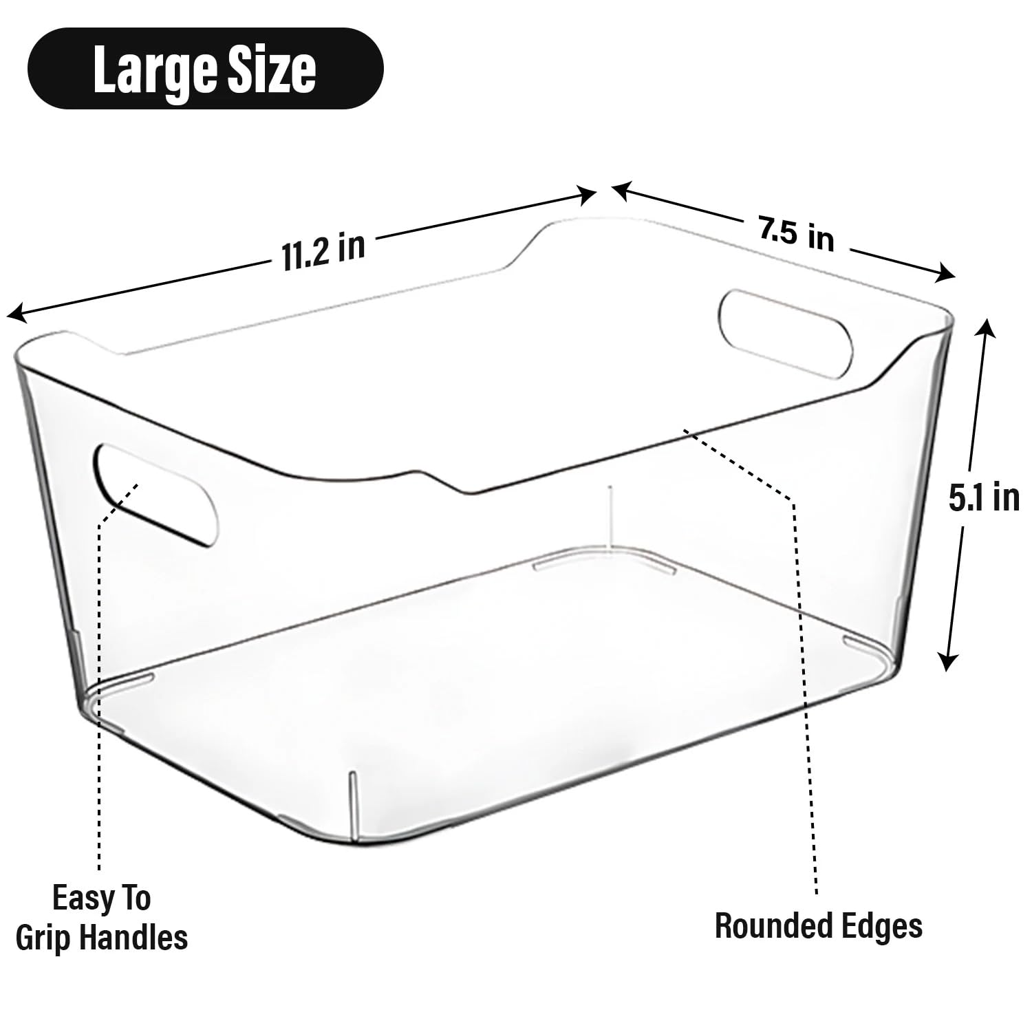 Clear Plastic Storage Bins, Pantry Organizers and Storage Containers, Large Fridge Organizer Bins, Home Kitchen Cabinet Organizer, Medicine Cabinet Bin for Organizing Freezer Closet