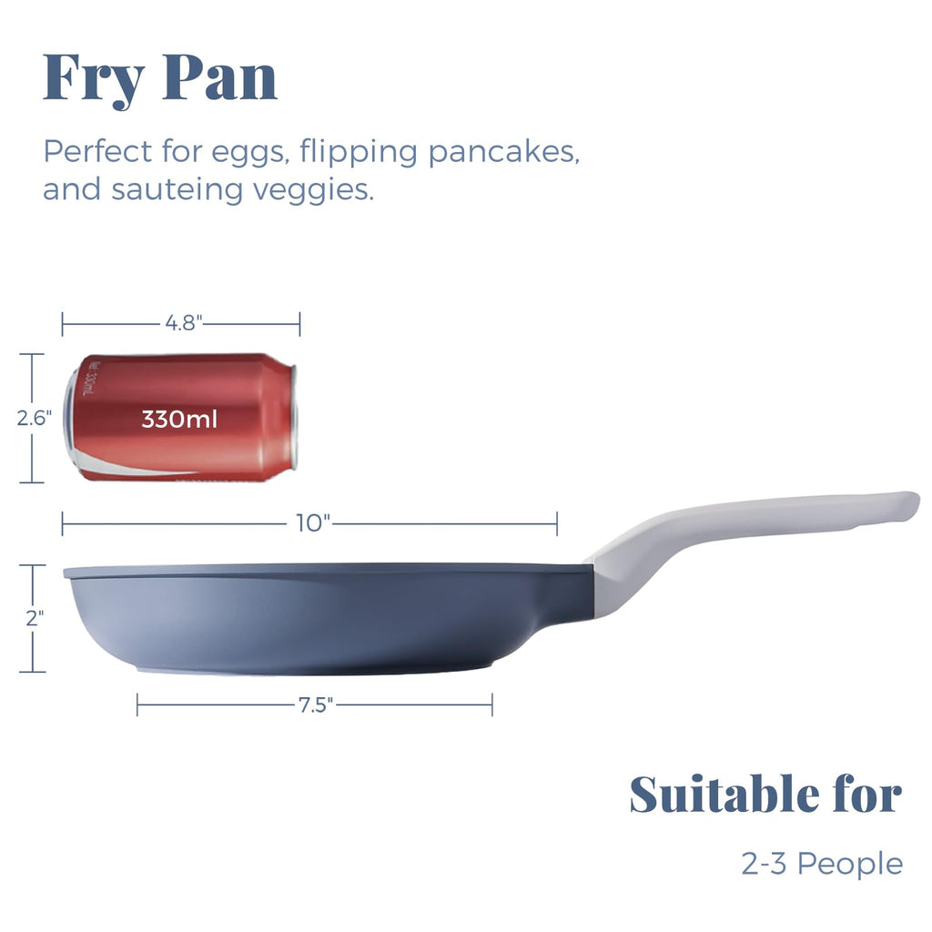 PRICUSIS Nonstick Ceramic Frying Pan, 8/10/12 Inch Non Toxic Skillet, Egg & Omelet & Chef's Pan, Induction Compatible, Dishwasher Safe,PTFE PFAS & PFOA Free (10 Inch, Gray)
