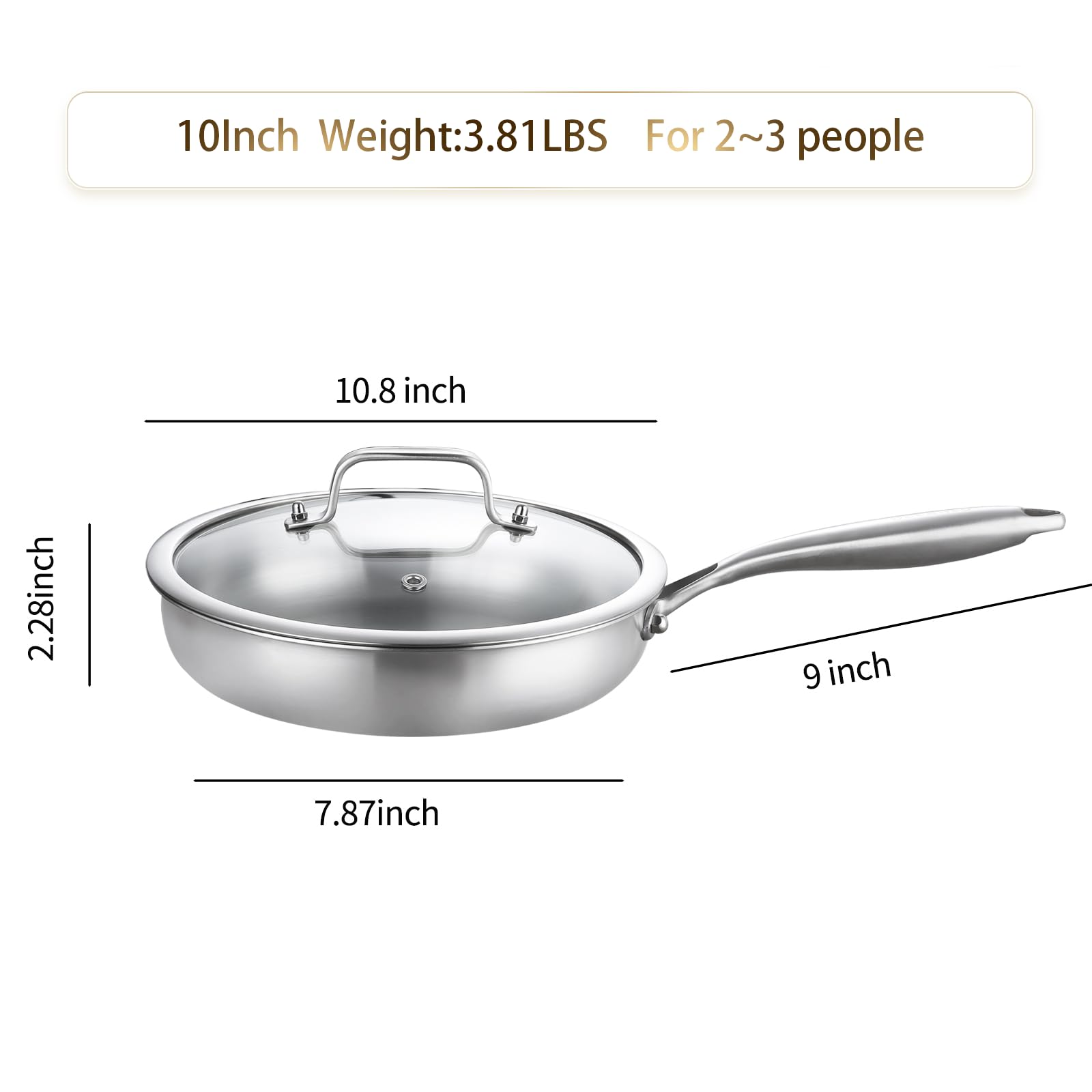 DELARLO Tri-Ply Stainless Steel Pan,18/10, 9"