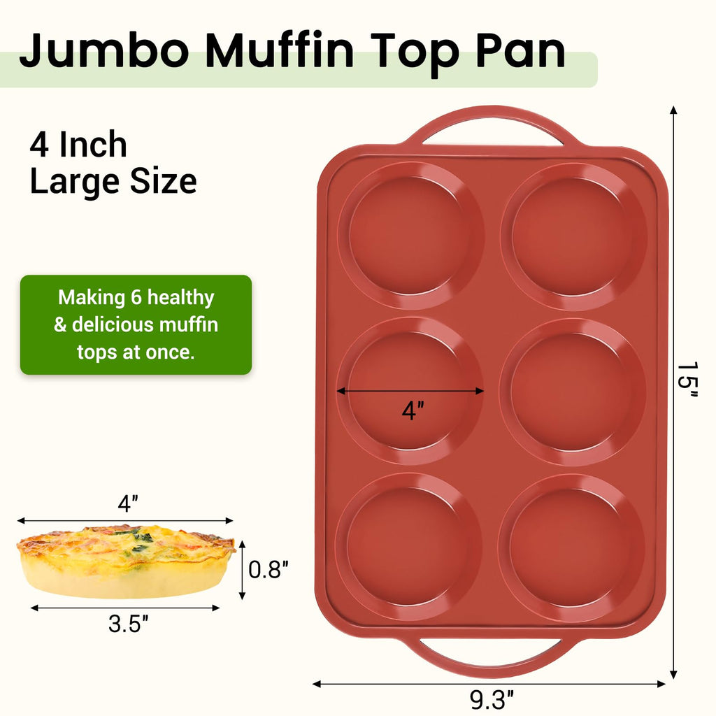 JOERSH Jumbo Silicone Muffin Top Pan with Metal Frame, 2 Pack, 4 Inch