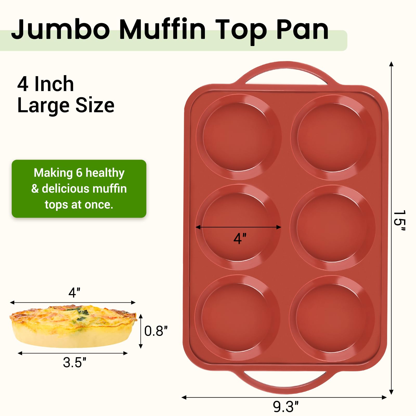 JOERSH Jumbo Silicone Muffin Top Pan with Metal Frame, 2 Pack, 4 Inch