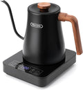Hazel Quinn Gooseneck Electric Kettle - 0.8L / 27oz, Precise Temperature Control, 4-Hour Keep Warm, 1000W Fast Boil, 304 Stainless Steel Interior, Ideal for Coffee & Tea - Black