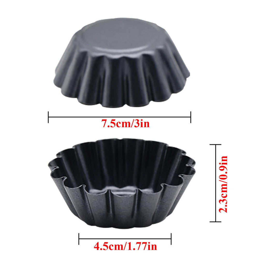 MGGi 12 Packs Egg Tart Mold, Bigger Size 3 x 0.9inch, Non-Stick Pan Carbon Steel Cake Molds, Mini Pie Mould, Muffin Cupcake Pudding Baking Cup Maker - for Pies, Chinese Egg Tart, Cakes