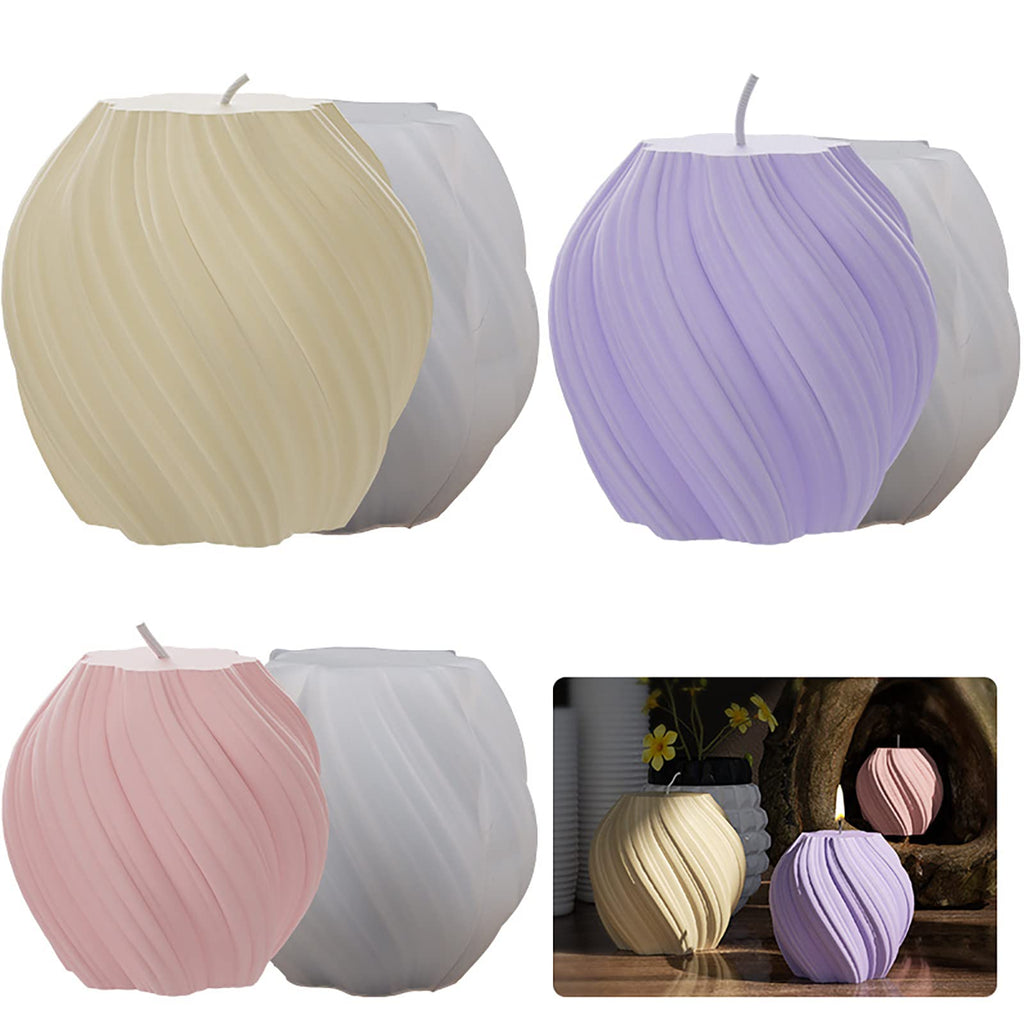 3 Pack Wave Candle Molds - Multiple Size Ball, Spiral & Resin Casting Molds for Soap Making & Home Decor