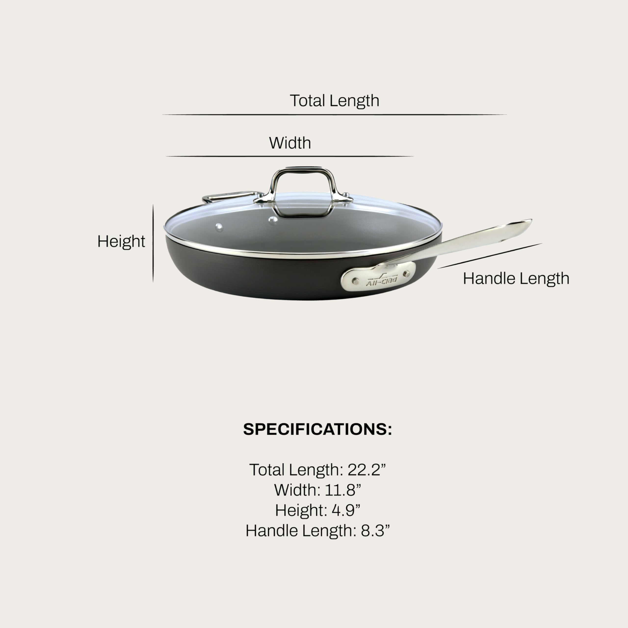 All-Clad HA1 Hard Anodized Nonstick Fry Pan 12 Inch Induction Oven Broiler Safe 500F, Lid Safe 350F Pots and Pans, Cookware Black