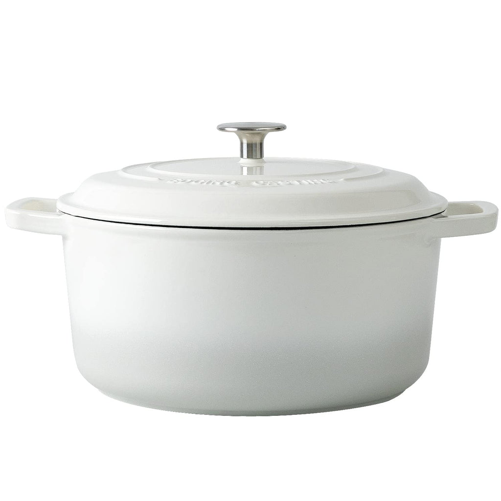 EDGING CASTING Enameled Cast Iron Dutch Oven Pot With Lid, Dutch Oven for Sourdough Bread Baking Round Pot Dule Handle, 7.5 Quart, White