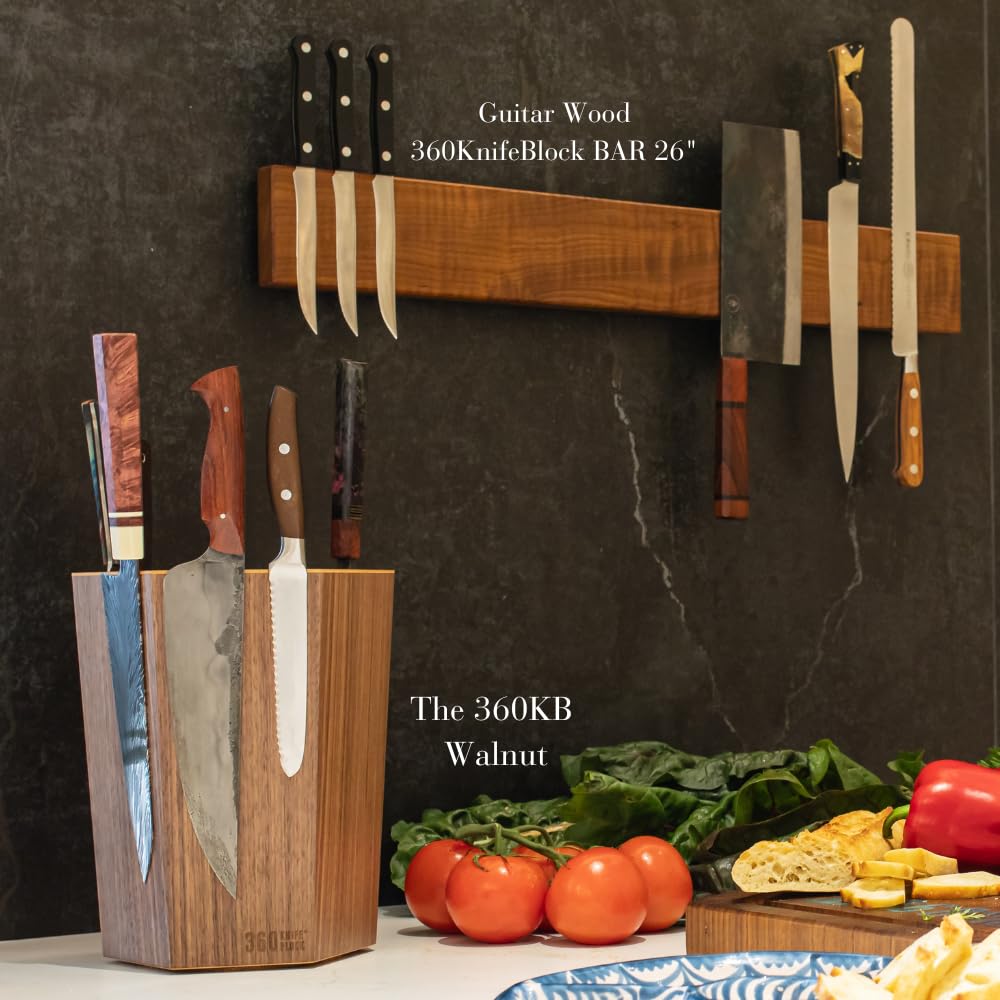 360KnifeBlock® - The 360KB™ (bamboo) ROTATING Magnetic Knife Block