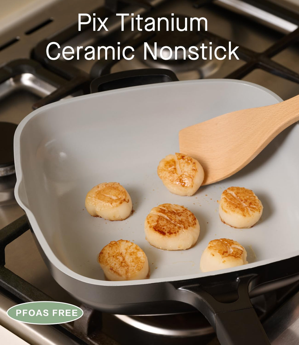 USELUCK Non Stick Frying Pans Cast Aluminum Sauté Pans,Ti-Ceramic pan