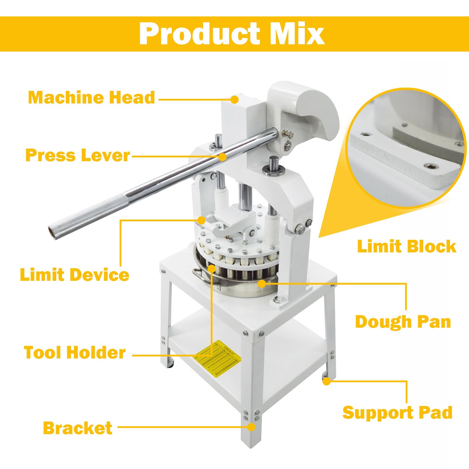 TECHTONGDA Commercial Dough Divider Rounder Machine Manual 18PCS Dough Cutter Hand Press Bread Bakery Dough Dividing Machine