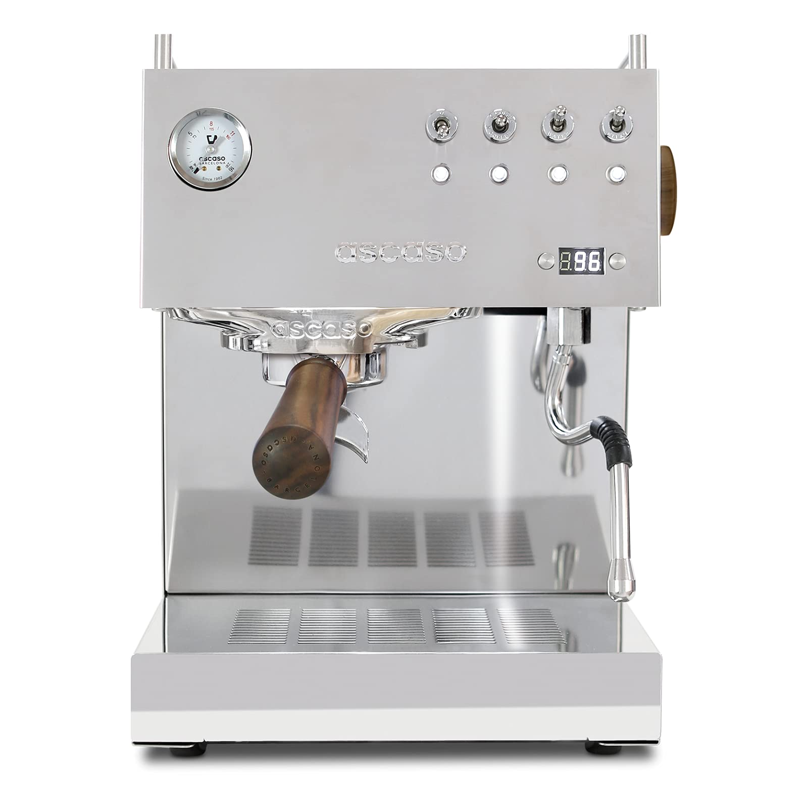 Ascaso Steel PID Programmable Espresso Machine w/Volumetric Controls, Single Thermoblock, 120V (SINGLE, POLISHED)